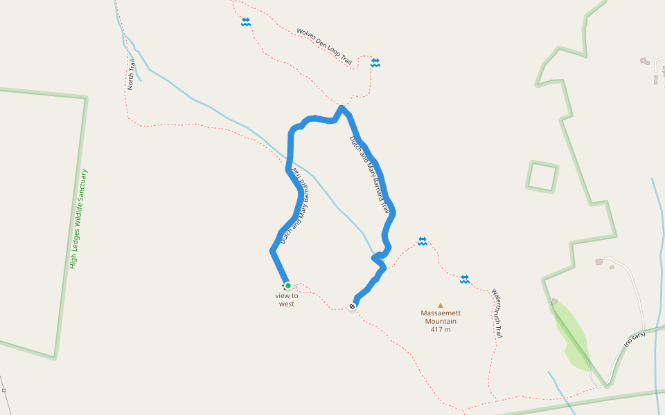 Dutch and Mary Barnard Trail walking route map in Shelburne Falls