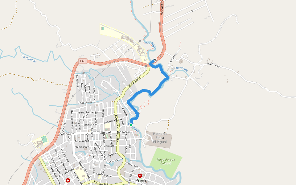 Paseo Turistico walking route map in Teniente Hugo Ortiz