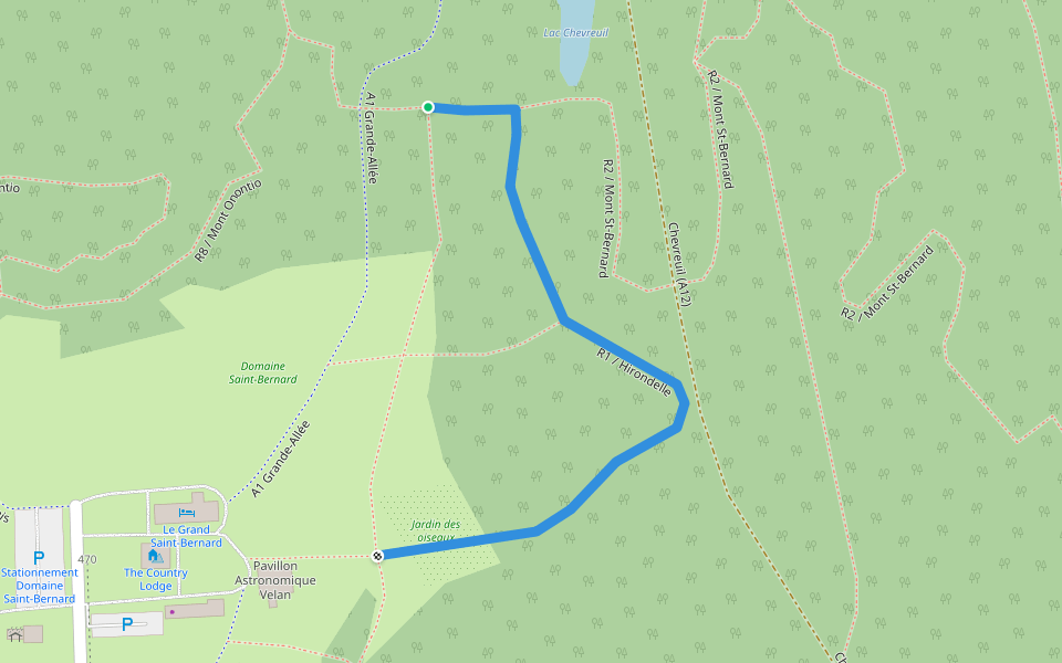 R1 / Hirondelle walking route map in Mont-Tremblant