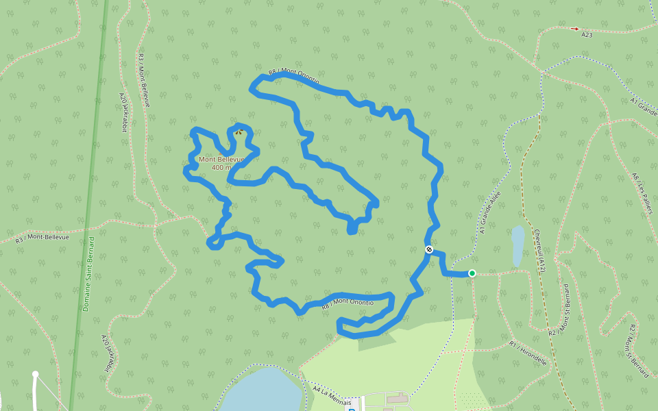 R8 / Mont Onontio walking route map in Mont-Tremblant