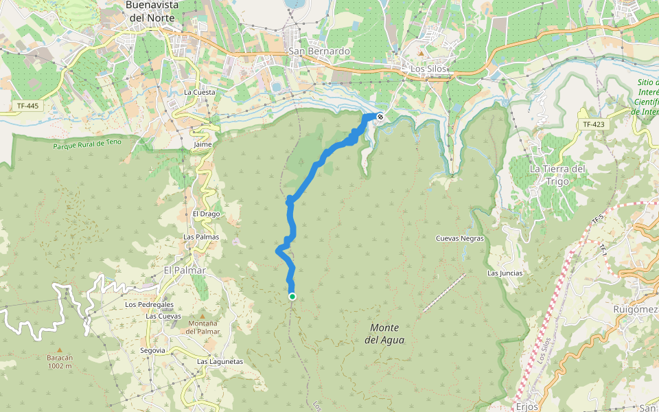 Camino de Talavera walking route map in Los Silos