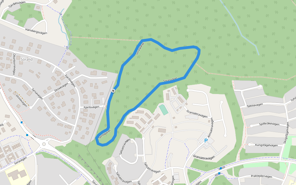 Söraspåret walking route map in Åkersberga