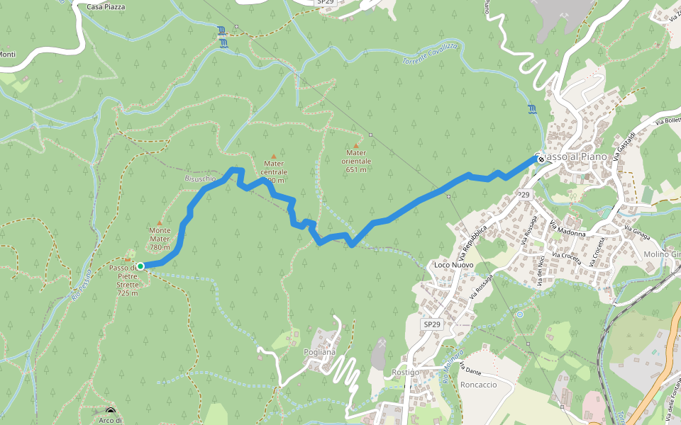Patanegra walking route map in Pogliana