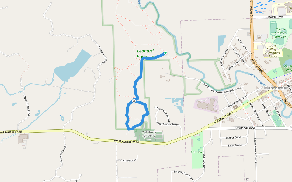 Prairie Loop walking route map in Manchester
