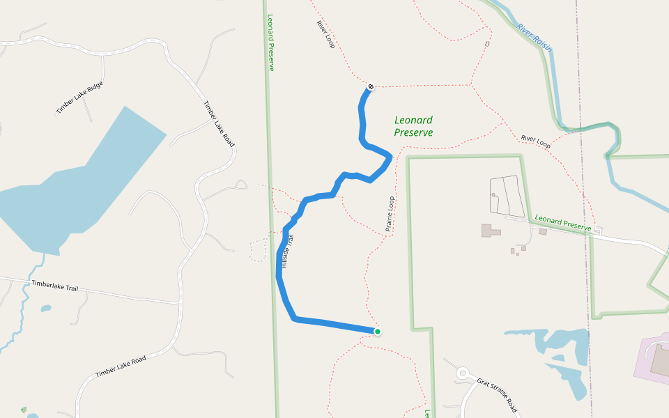 Hillside Trail walking route map in Manchester
