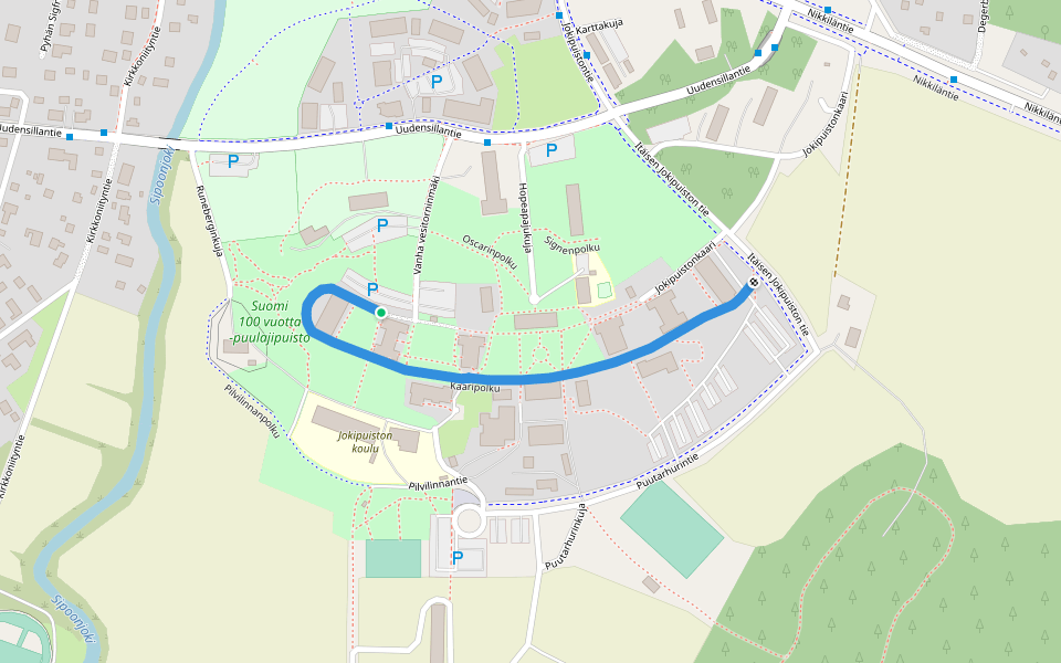 Kaaripolku walking route map in Nikkilä