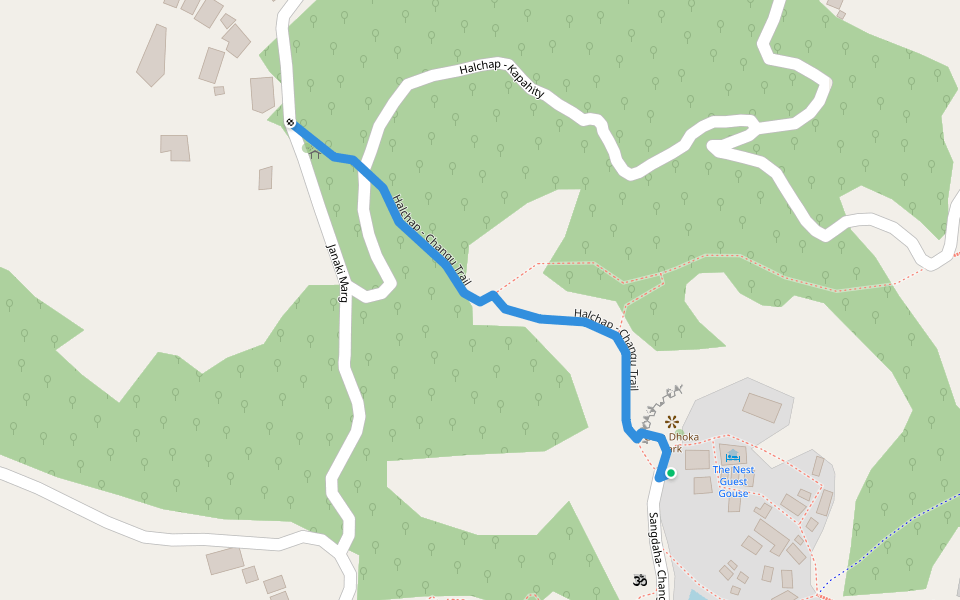 Halchap - Changu Trail walking route map in Changunarayan