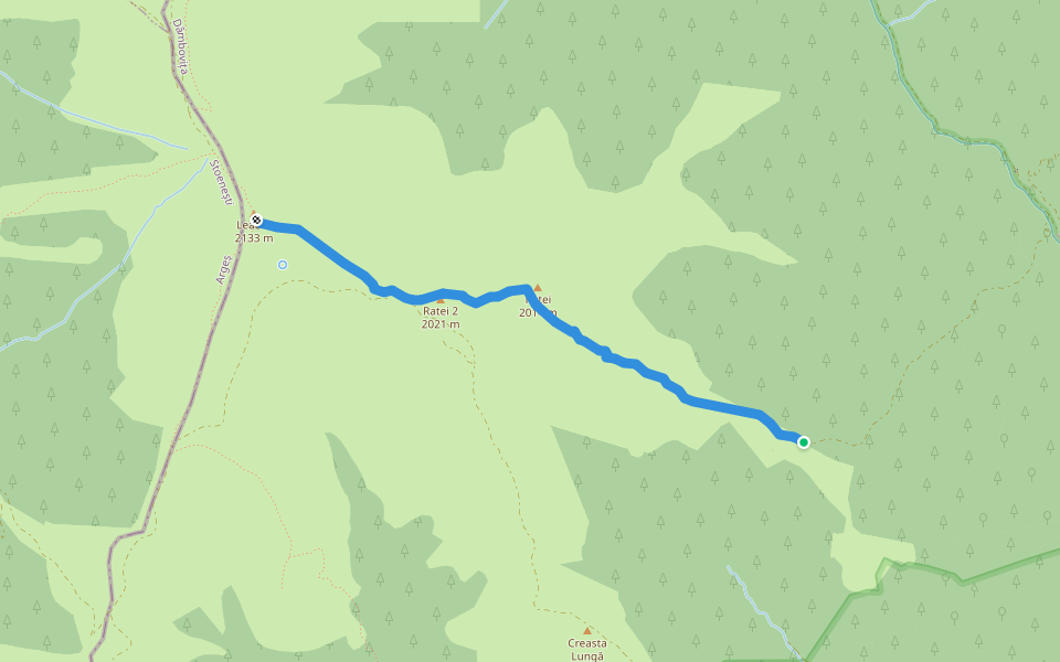 Leaota - Bratei walking route map in Glod