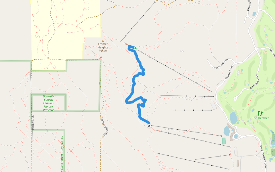 North Peak Trail walking route map in Harbor Springs