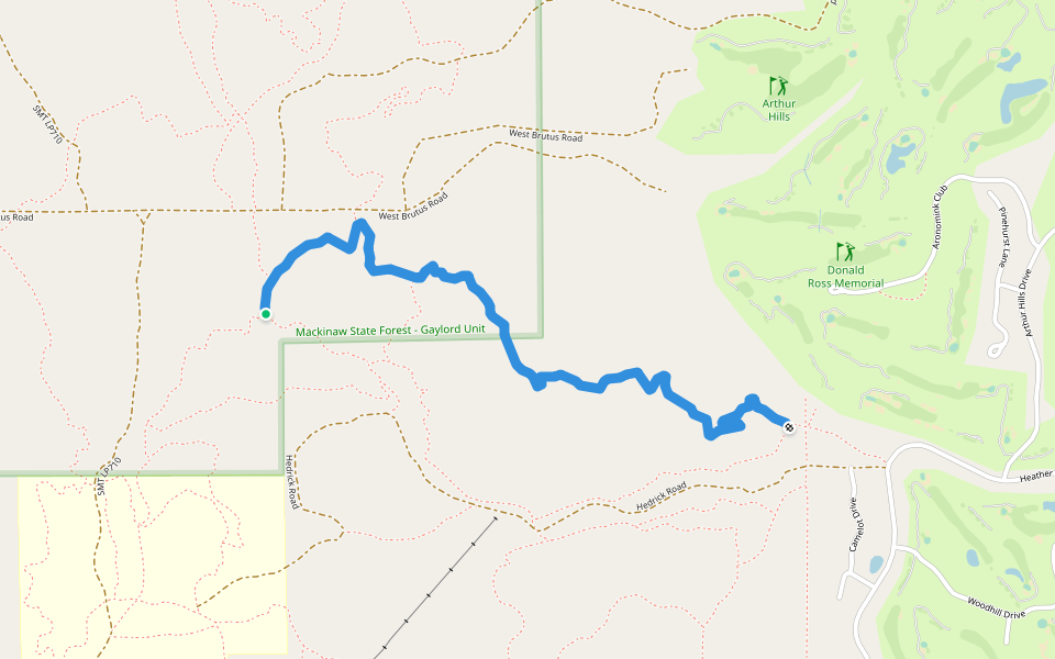 North Spine Trail walking route map in Harbor Springs
