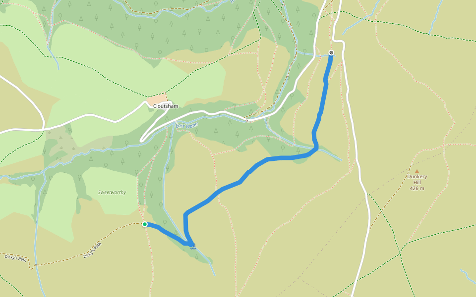 Dicky's Path walking route map in Porlock