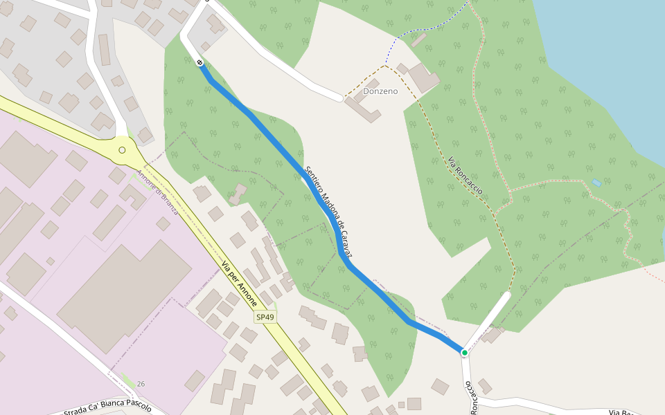 Sentiero Madona de Caravaz walking route map in Oggiono