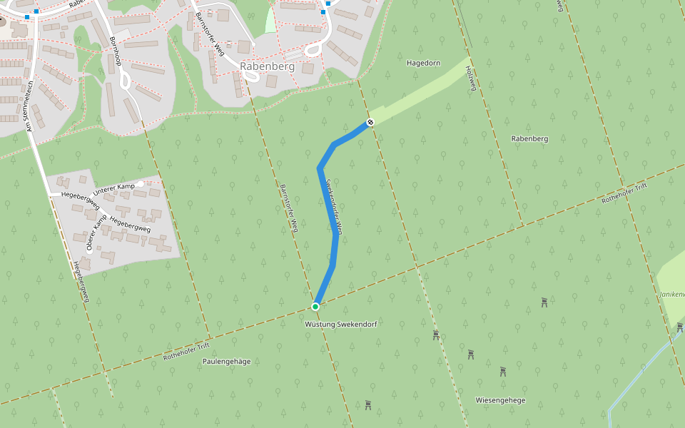 Swekendorfer Weg walking route map in Wolfsburg