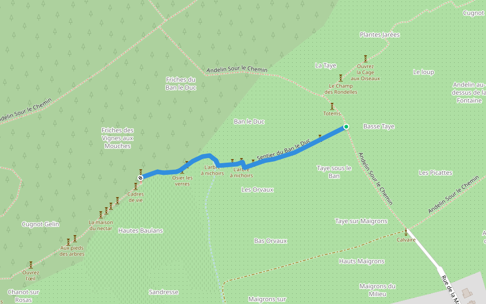 Sentier du Ban le Duc walking route map in Pagny-sur-Moselle