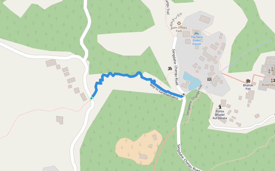 Way to Sankhachakra walking route map in Changunarayan