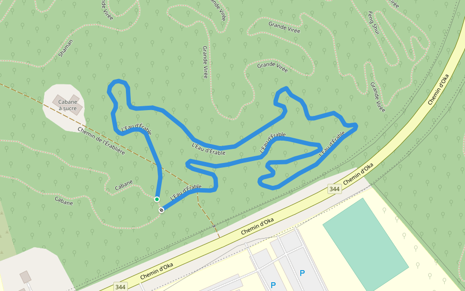 L'Eau d'Érable walking route map in Oka