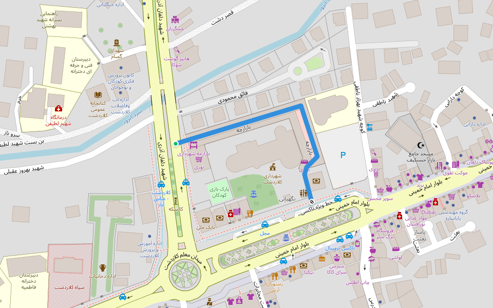 بازارچه walking route map in Kelardasht