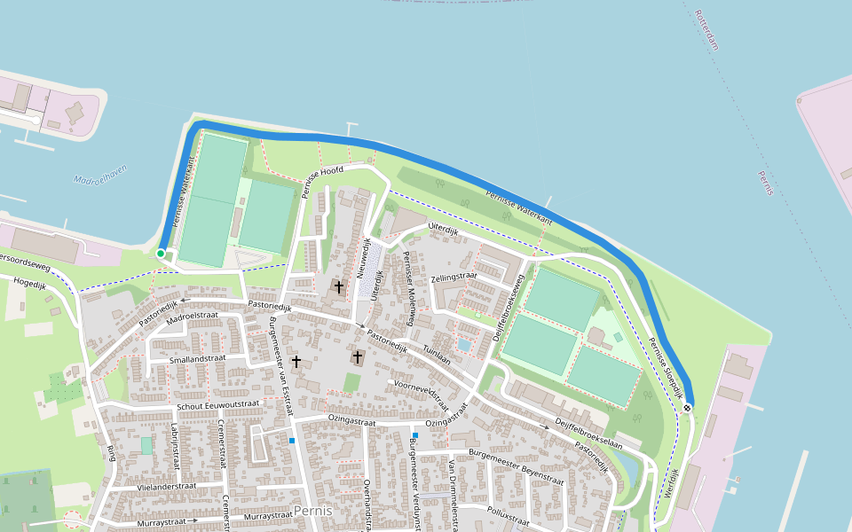 Pernisse Waterkant walking route map in Pernis