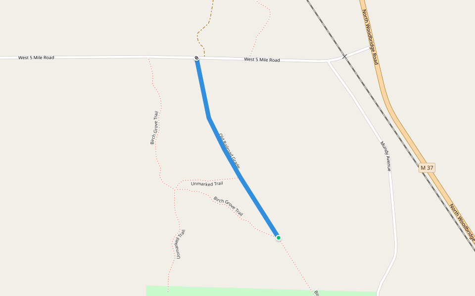 Old Railroad Grade walking route map in White Cloud