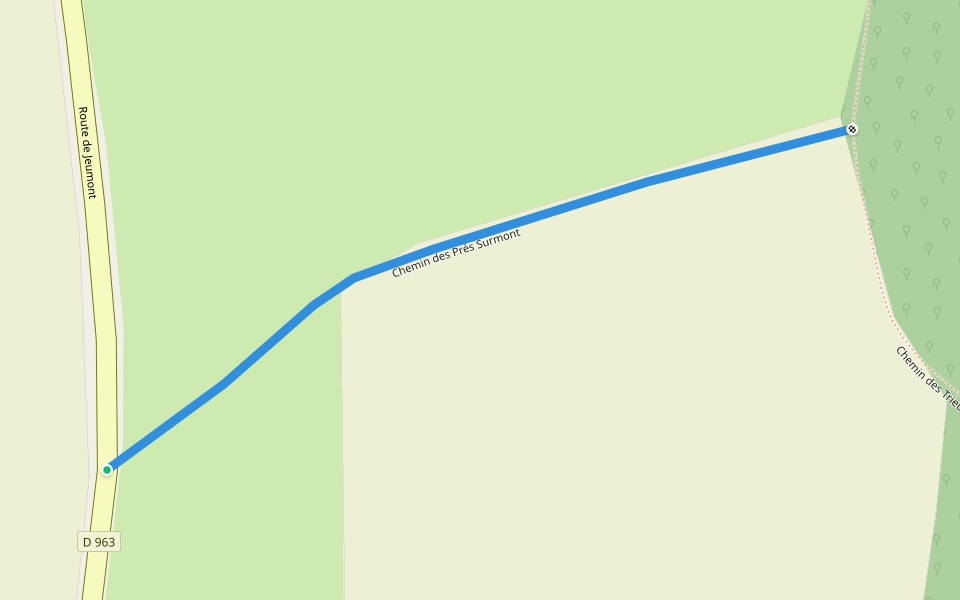 Chemin des Prés Surmont walking route map in Bérelles