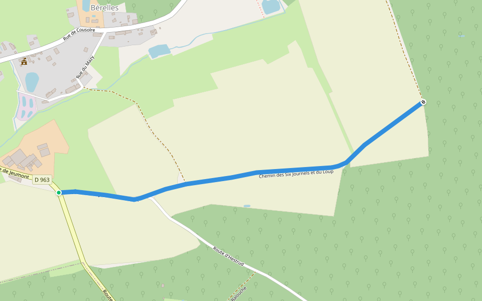 Chemin des Six Journels et du Loup walking route map in Bérelles