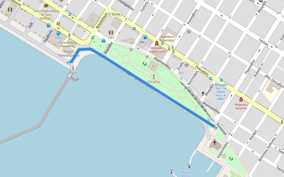 Πάρκο Αγ. Κωνσταντίνου walking route map in Volos