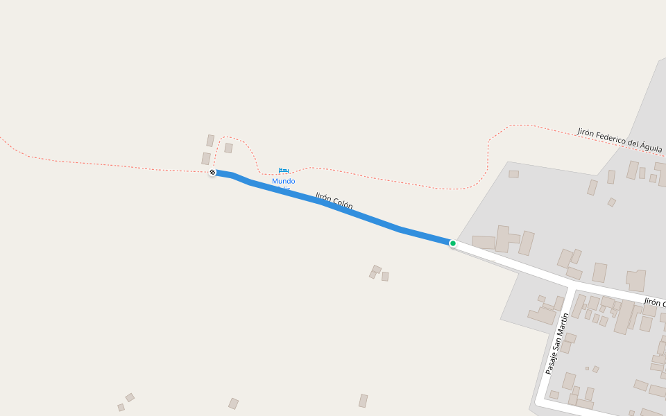 Jirón Colón walking route map in Dos de Mayo