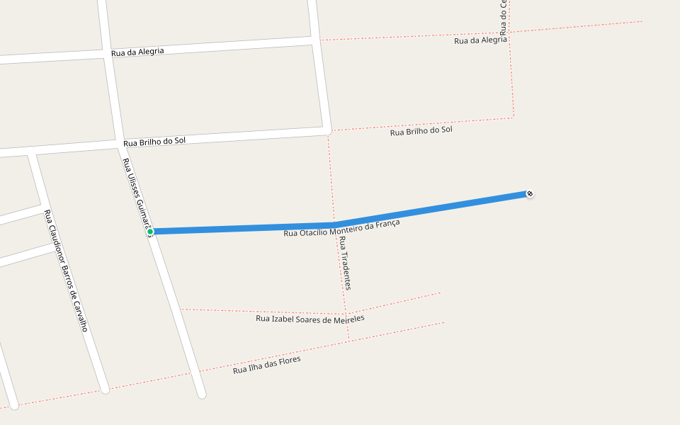 Rua Otacílio Monteiro da França walking route map in Barreiras