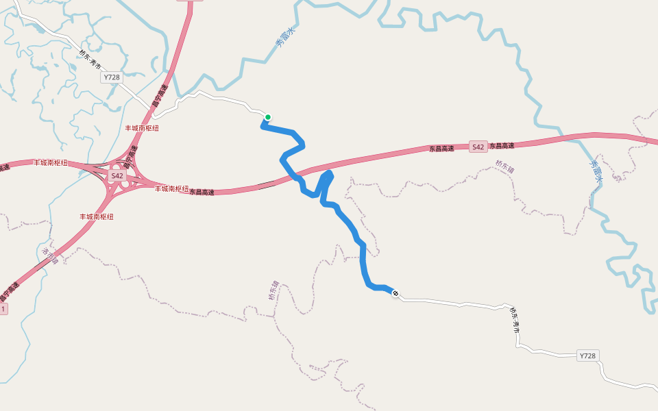 桥东-秀市 walking route map in Yi Chun Shi