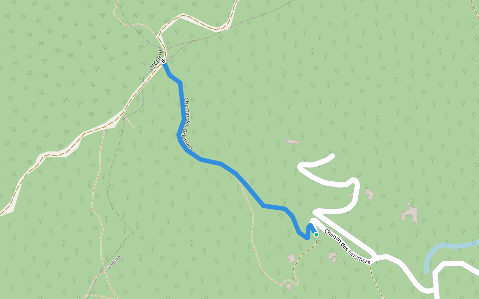 Chemin des Griottiers walking route map in Anduze