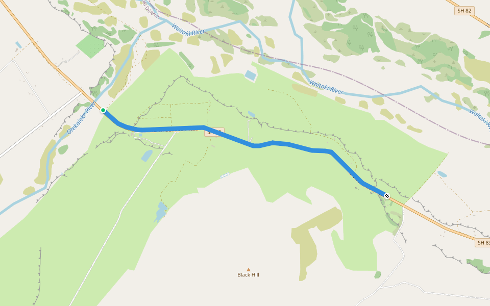 Alps 2 Ocean walking route map in Otekaieke