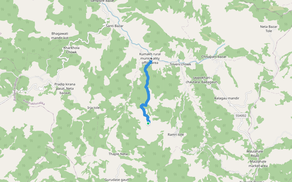 kumakh ward office walking route map in Marmaparikhanda