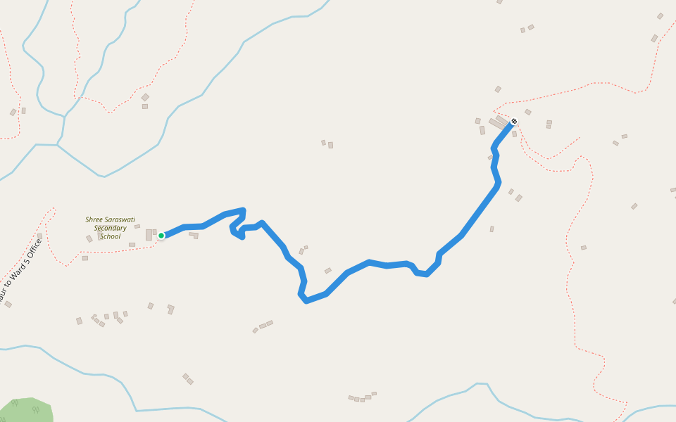 Ward 5 Office To Ward 5 Neta tole walking route map in Kalagaun