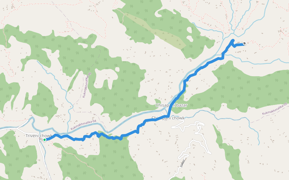 Ragechaur to Ward 5 Office walking route map in Marmaparikhanda