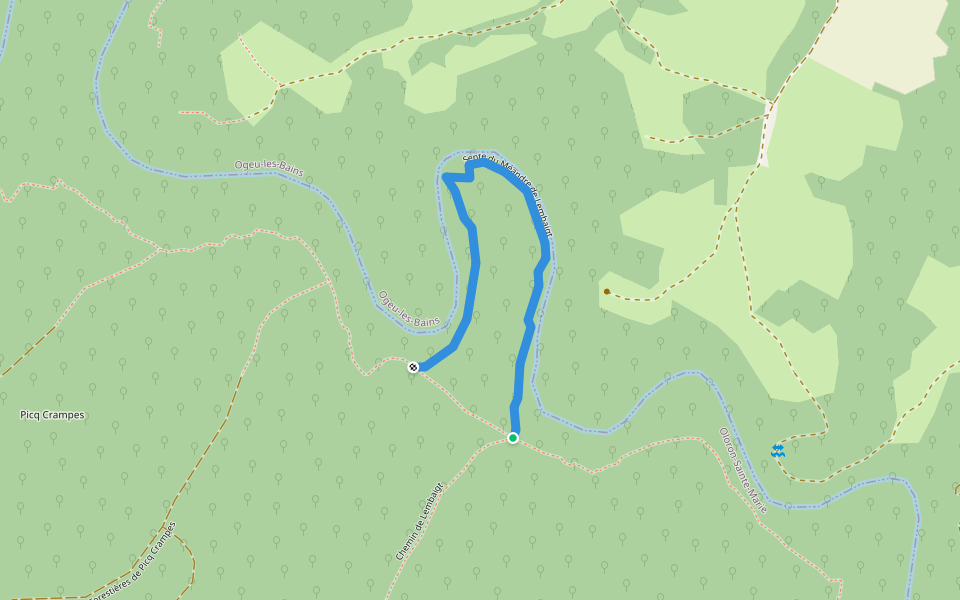 Sente du Méandre de Lembaigt walking route map in Oloron-Sainte-Marie
