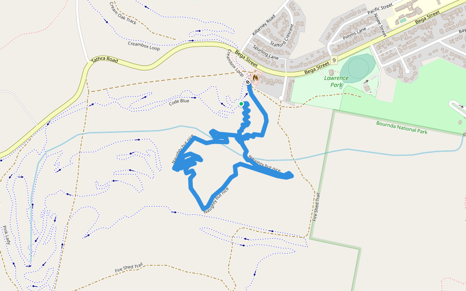 Naughty but nice walking route map in Tathra