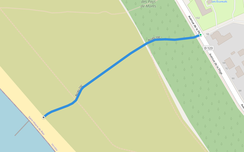 Accès 10C walking route map in Saint-Hilaire-de-Riez