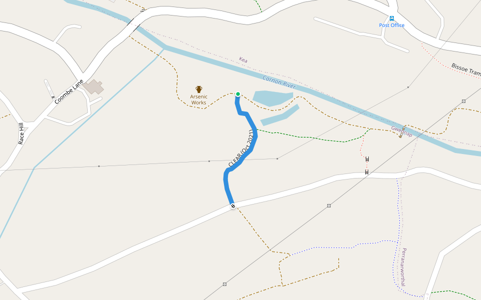 CLEAR (Oct 2021) walking route map in Bissoe