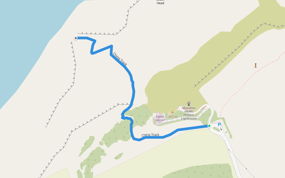 Ching Track walking route map in Manukau Heads