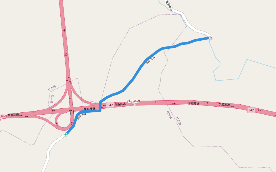 南溪-龙山 walking route map in Yi Chun Shi