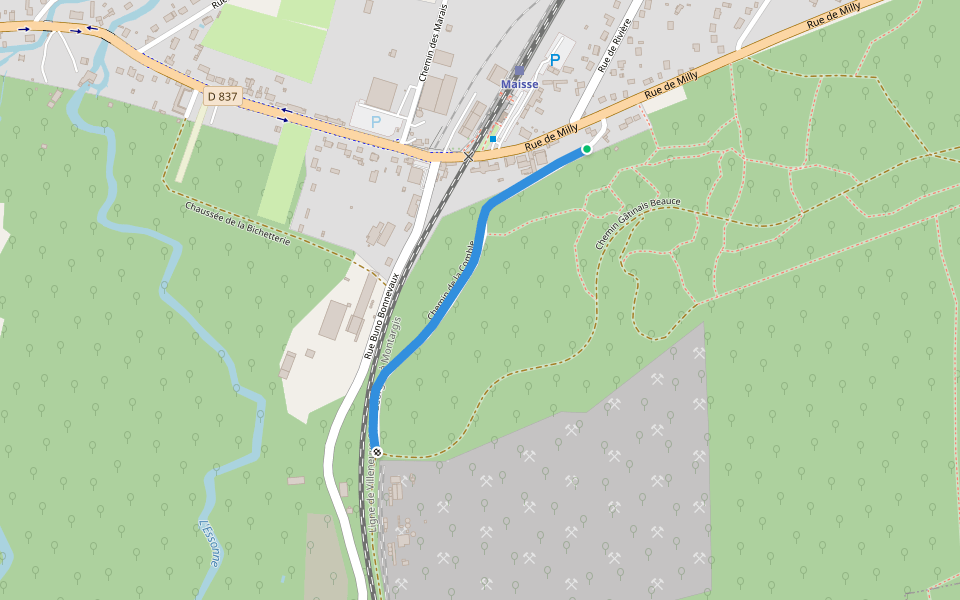 Chemin de la Comble walking route map in Maisse