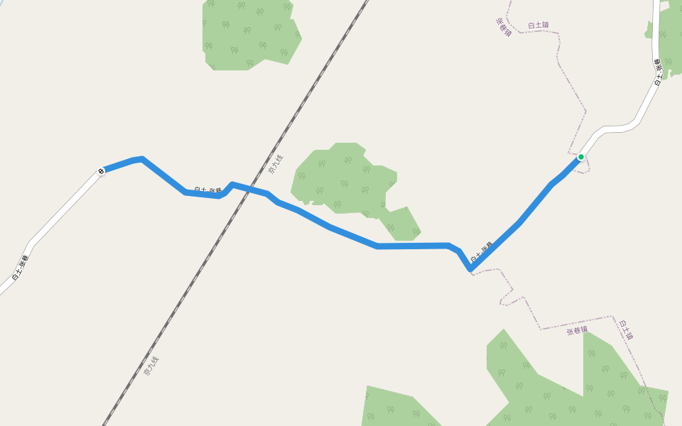 白土-张巷 walking route map in Yi Chun Shi