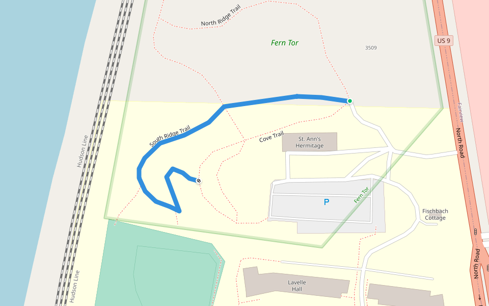 South Ridge Trail walking route map in Poughkeepsie