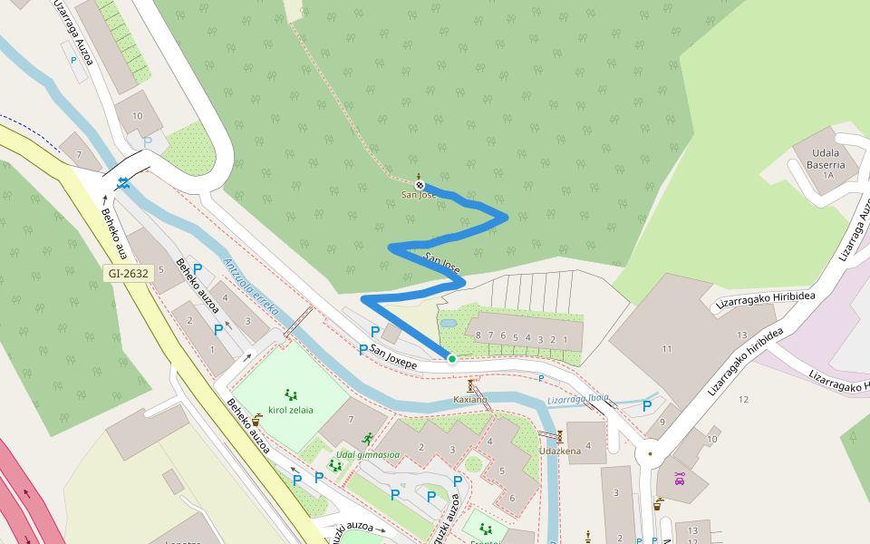San Jose walking route map in Antzuola