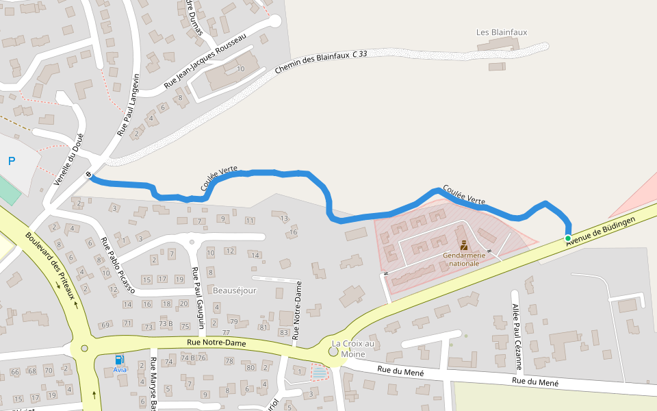 Coulée Verte walking route map in Loudéac
