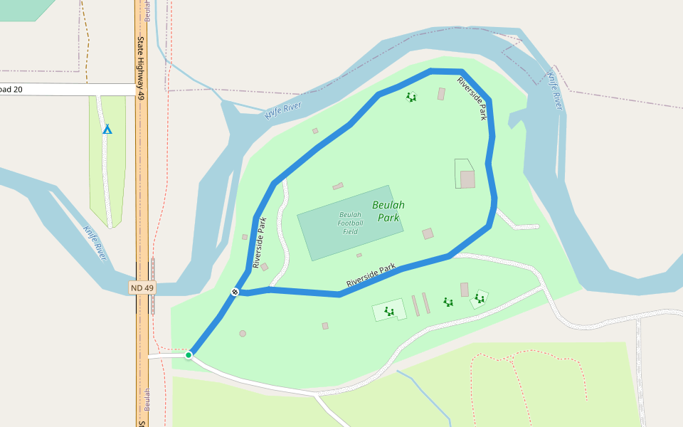 Riverside Park walking route map in Beulah