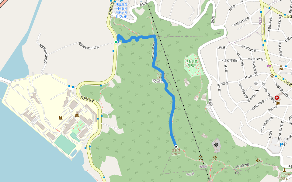 어민동산 등반로 walking route map in Mokpo-si