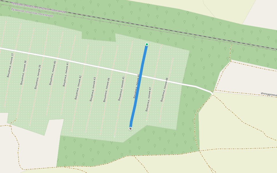 Вишенка, линия 46 walking route map in Medvedevo