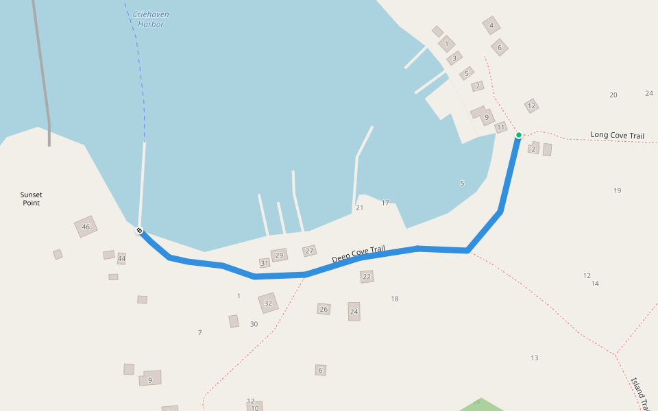 Deep Cove Trail walking route map in Matinicus