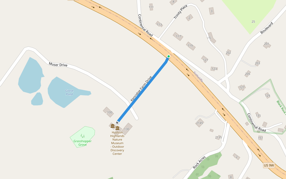 Kenridge Farm Drive walking route map in Cornwall